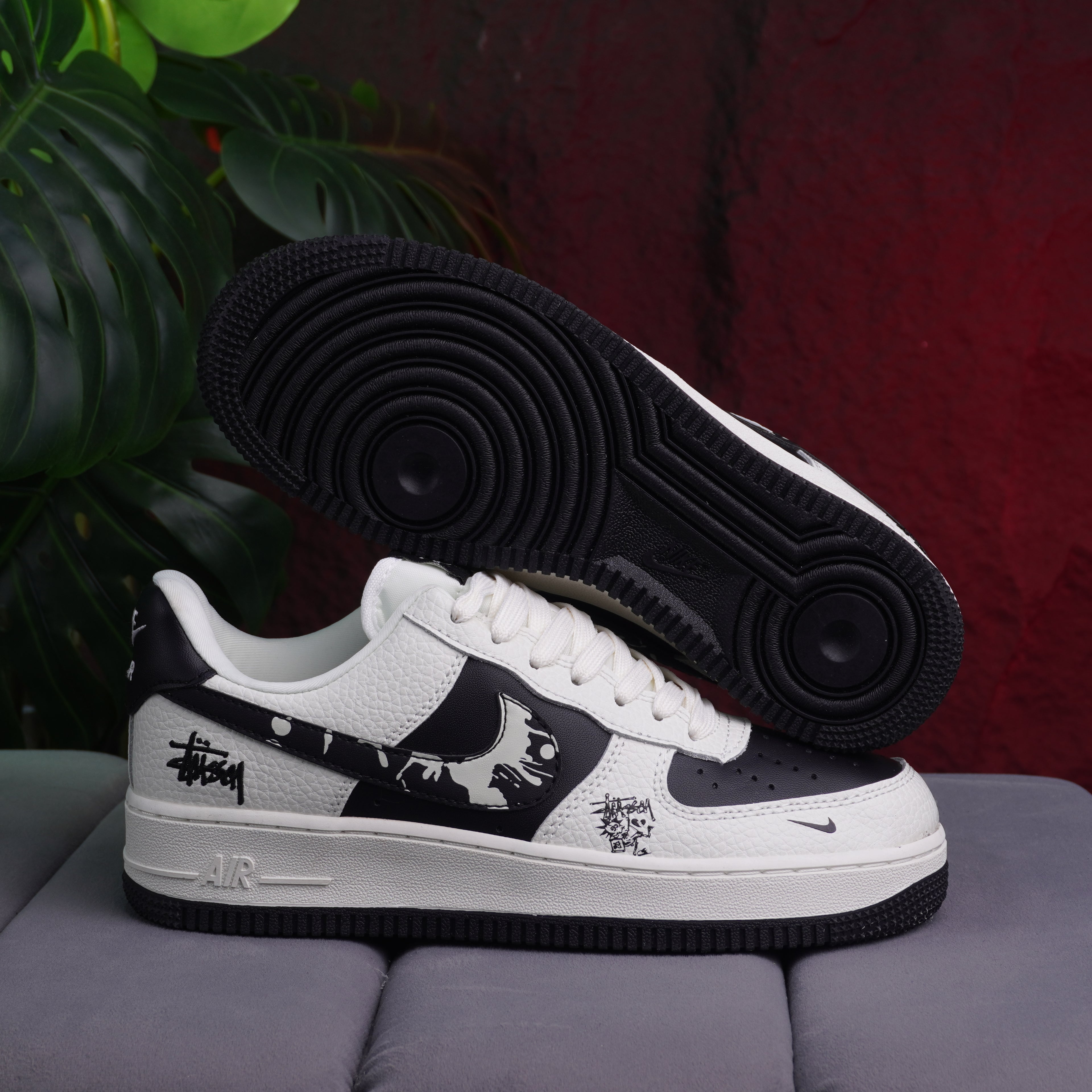 NIKE AIR FORCE ONE CABALLERO BEIGE NEGRO
