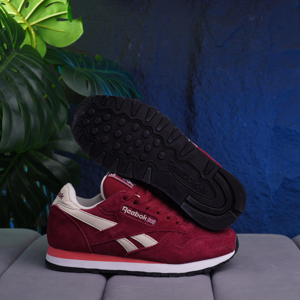 REEBOK CLASSIC LEATHER DAMA BEIGE ROJO