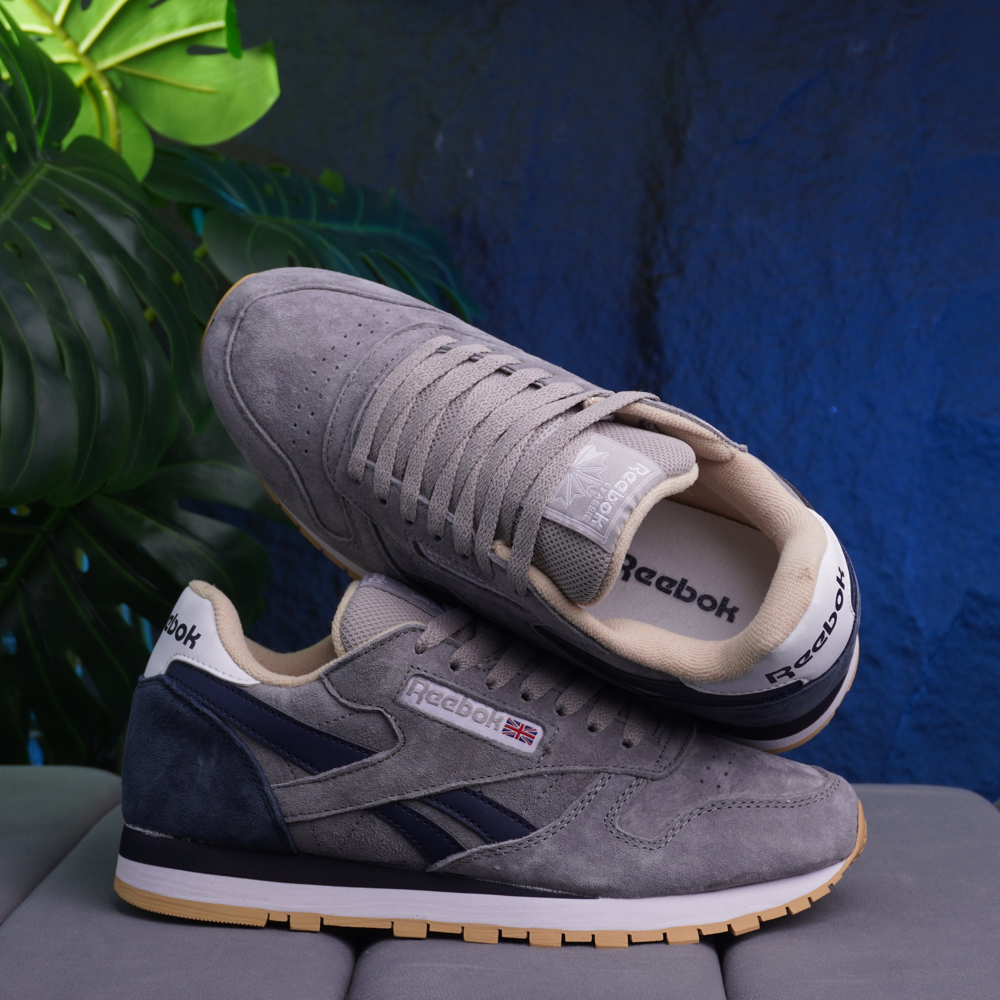REEBOK CLASSIC LEATHER CABALLERO GRIS AZUL