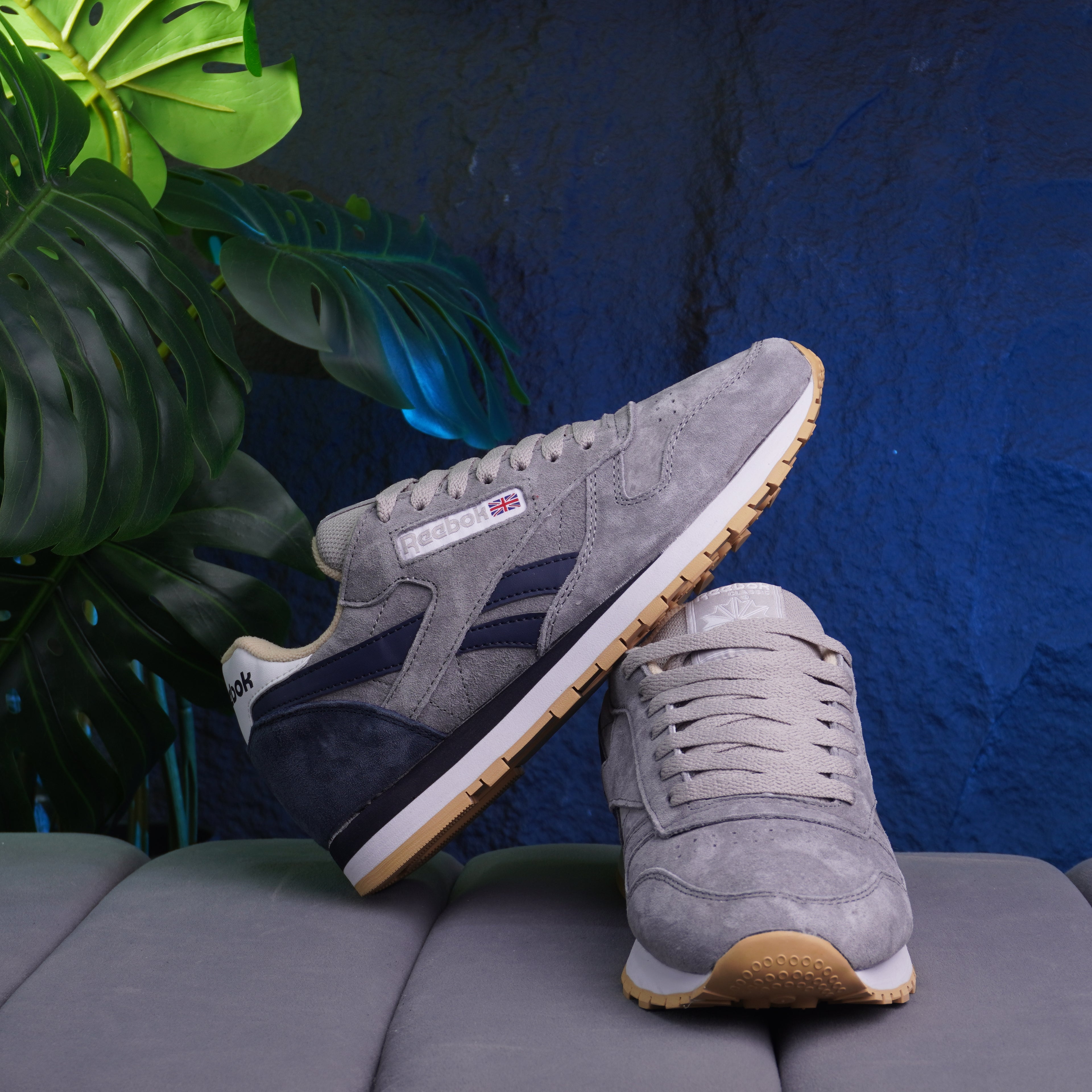 REEBOK CLASSIC LEATHER CABALLERO GRIS AZUL