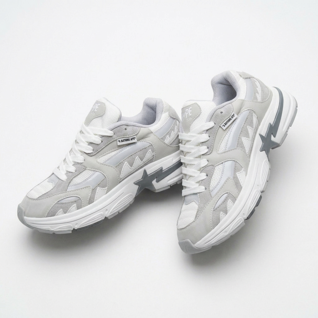 BAPE CABALLERO GRIS BLANCO