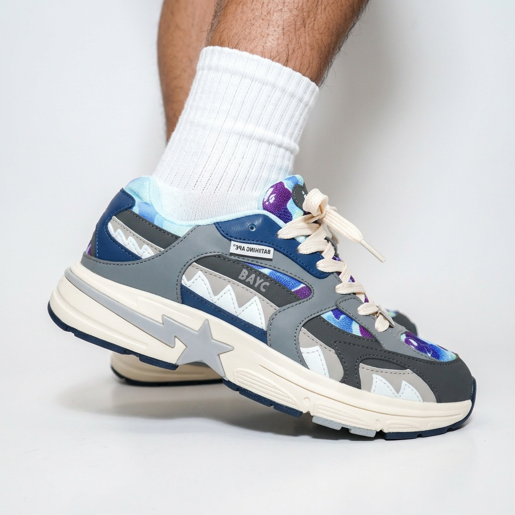BAPE CABALLERO AZUL GRIS