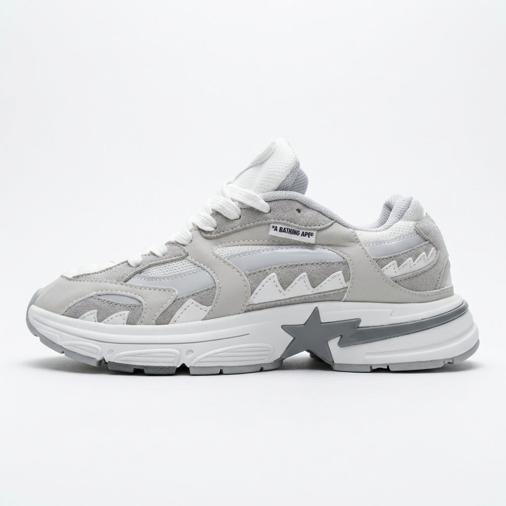 BAPE CABALLERO GRIS BLANCO