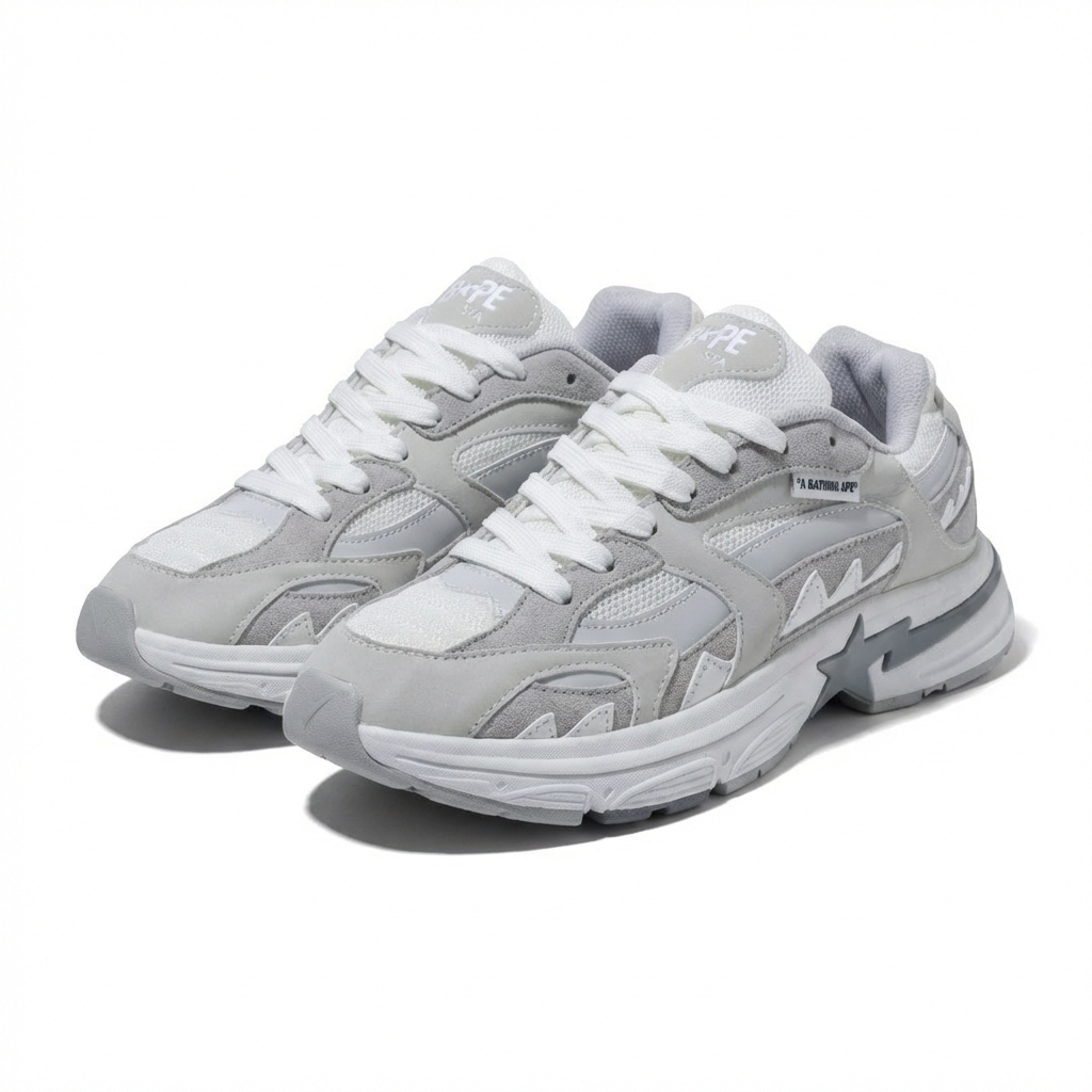 BAPE CABALLERO GRIS BLANCO